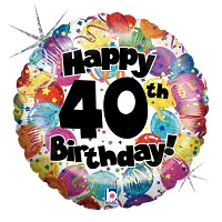 Fóliový balónik Okrúhly 40th HB Holographic 45cm