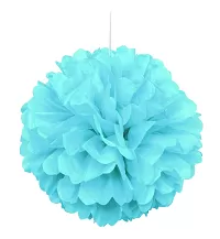 Dekoračný závesný pom pom púdrovo modrý, 40cm