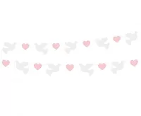 Girlanda papierová hrdličky - ružové srdce 150cm