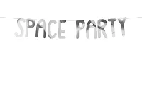 Závesný baner "Space party" strieborný
