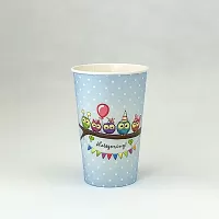 Tégliky papierové - Sovy na vetve Narodeniny modré 8ks