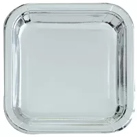 Tanieriky papierové štvorec - lesklé strieborné 18x18cm, 8ks