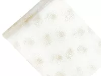 Organza potlačená, zlatá potlač bodky 0.48x9m