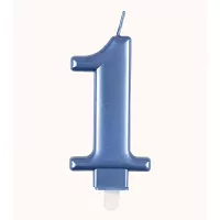 Sviečka tortová modrá metalická 1