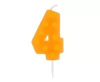 Sviečka tortová bodky "4" 6cm