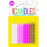 Sviečky tortové - dievčenské špirály, 24ct