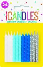 Sviečky tortové - chlapčenské špirály, 24ks