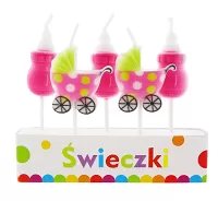 Sviečky tortové - novorodené dievča 5ks