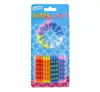 Sviečky tortové narodeninové s prúžkami, 4 farby