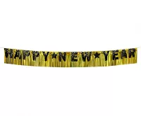 Party nápis Happy New Year a zlatý záves 180 x 22 cm