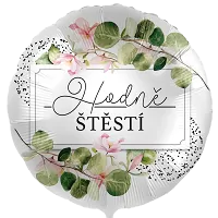 Fóliový balónik Veľa šťastia - kvetinový CZ - 43cm