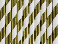 Papierové slamky - Zlaté metalické prúžky 10ks