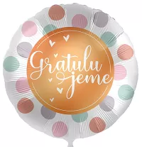 Fóliový balónik Gratulujeme Farebné bodky CZ - 43cm