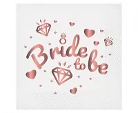 Obrúsky papierové biele "Bride to Be" 33x33 cm/20 ks