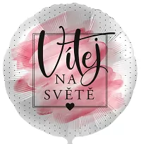Fóliový balónek Vítej na světě Růžový CZ - 43cm