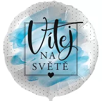 Fóliový balónek Vítej na světě Modrý CZ - 43cm