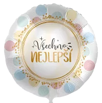 Fóliový balónik Všetko najlepšie CZ 43cm - Makrónkové bodky 43cm