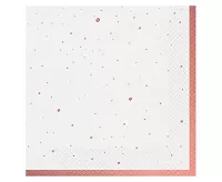 Papierové obrúsky biele s bodkami rosegold 20 ks - 33 x 33 cm