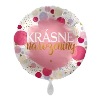 Fóliový balónik Krásne narodeniny SK - Pink Birthday - 43 cm