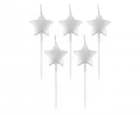 Tortové sviečky - Hviezda - metalická strieborná - 5 ks