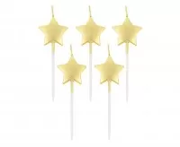 Tortové sviečky - Hviezda - metalická zlatá - 5 ks