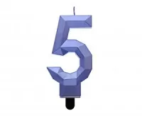 Sviečka narodeninová číslica diamond metalická modrá 5