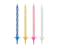 Tortové sviečky s držadlami 24 ks - 4 farby