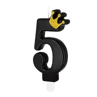 Tortová sviečka číslo 5 - čierna s korunkou 8,8 cm