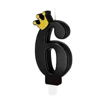 Tortová sviečka číslo 6 - čierna s korunkou 8,8 cm