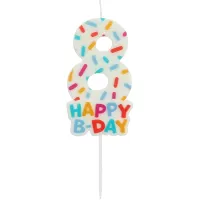 Tortová sviečka číslo 8 - Happy B-day 7 cm