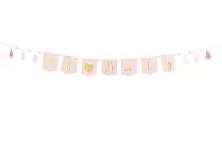 Saténová vlajočková girlanda Oh Baby - ružová