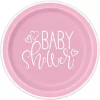 Papierové taniere Baby Shower ružové - 23 cm