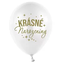 Latexové balóniky biele - Krásne narodeniny 5 ks