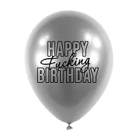 Latexové balóniky - Happy Fuc..ng Birthday 5 ks - strieborné