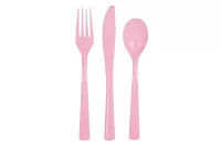 Plastové príbory svetlo ružové 18ks