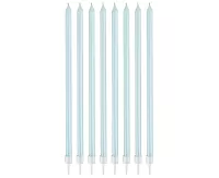 Tortové sviečky s držadlami svetlo modré 8 ks