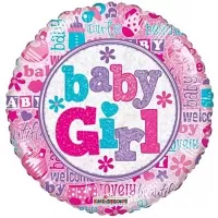 Fóliový holografický balónik baby Girl 46 cm