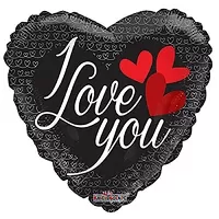 Fóliový balónik srdca - čierne - I love you 46 cm