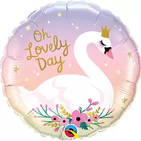 Fóliový balónik Kruh - Labuť "Oh Lovely day" 45cm