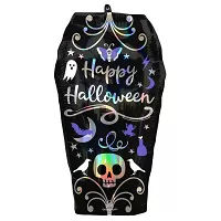 Fóliový balónik Happy halloween - rakva holografická 68 cm