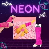 Retro neonový set dopňků - růžový