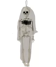 Závěsná halloweenská dekorace kostra - mrtvá nevěsta - 43 cm