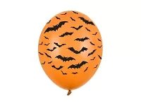 Latexový balonek Halloween oranžový s netopýry 30 cm
