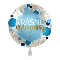 Fóliový balónek Krásné narozeniny CZ - Blue Birthday - 43 cm