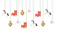 Papierové ozdoby na darčeky - vláčiky 12 ks