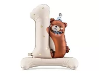 Stojaci fóliový balónik medvedík s číslicou 1