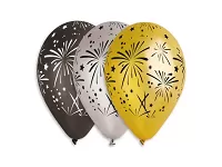 Latexový balónik s potlačou ohňostroj metalický