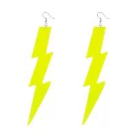 Retro náušnice blesk - neonově žluté