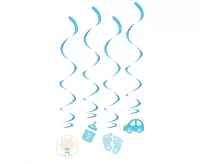 Závesné špirály papier-fólia Baby boy 60 cm - 4 ks