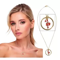 Vánoční náhrdelník s cukrovou hůlkou v kroužku zlatý